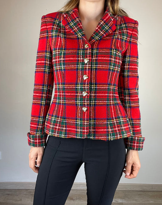 Moschino Couture Fall Winter 1995 plaid wool blazer jacket