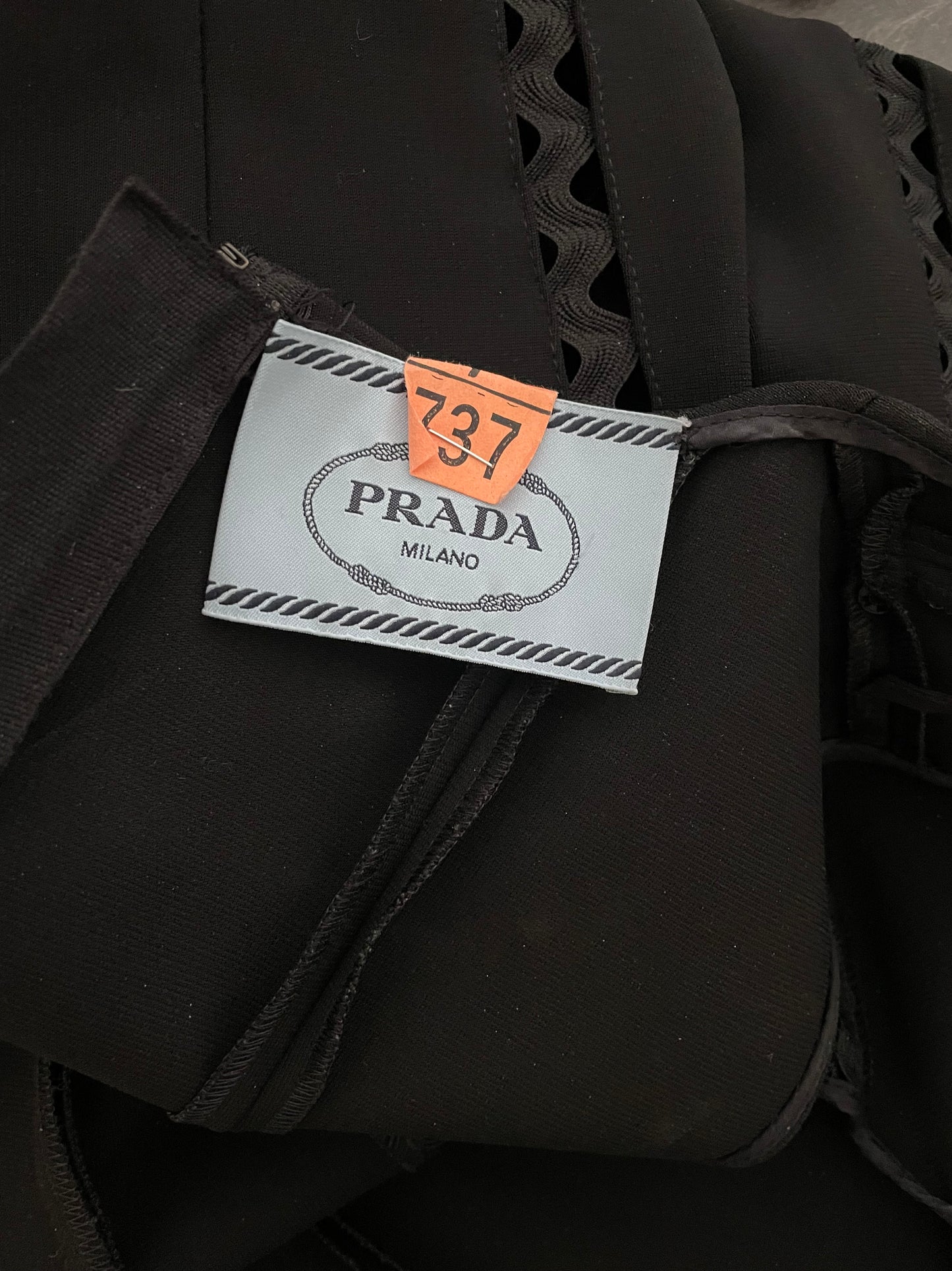 Prada black cut out pleated dress