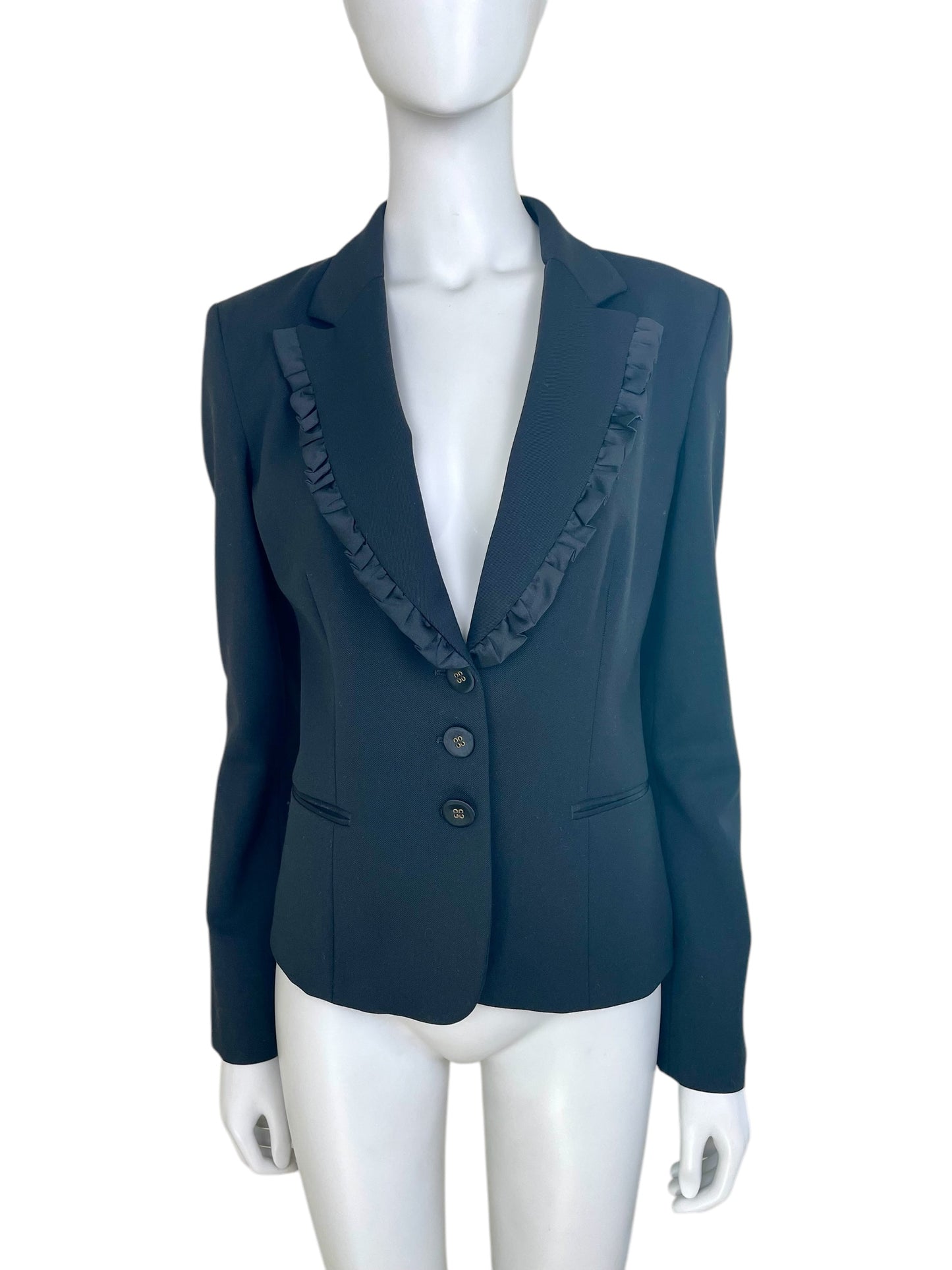 Moschino Jeans black ruffled collar blazer jacket