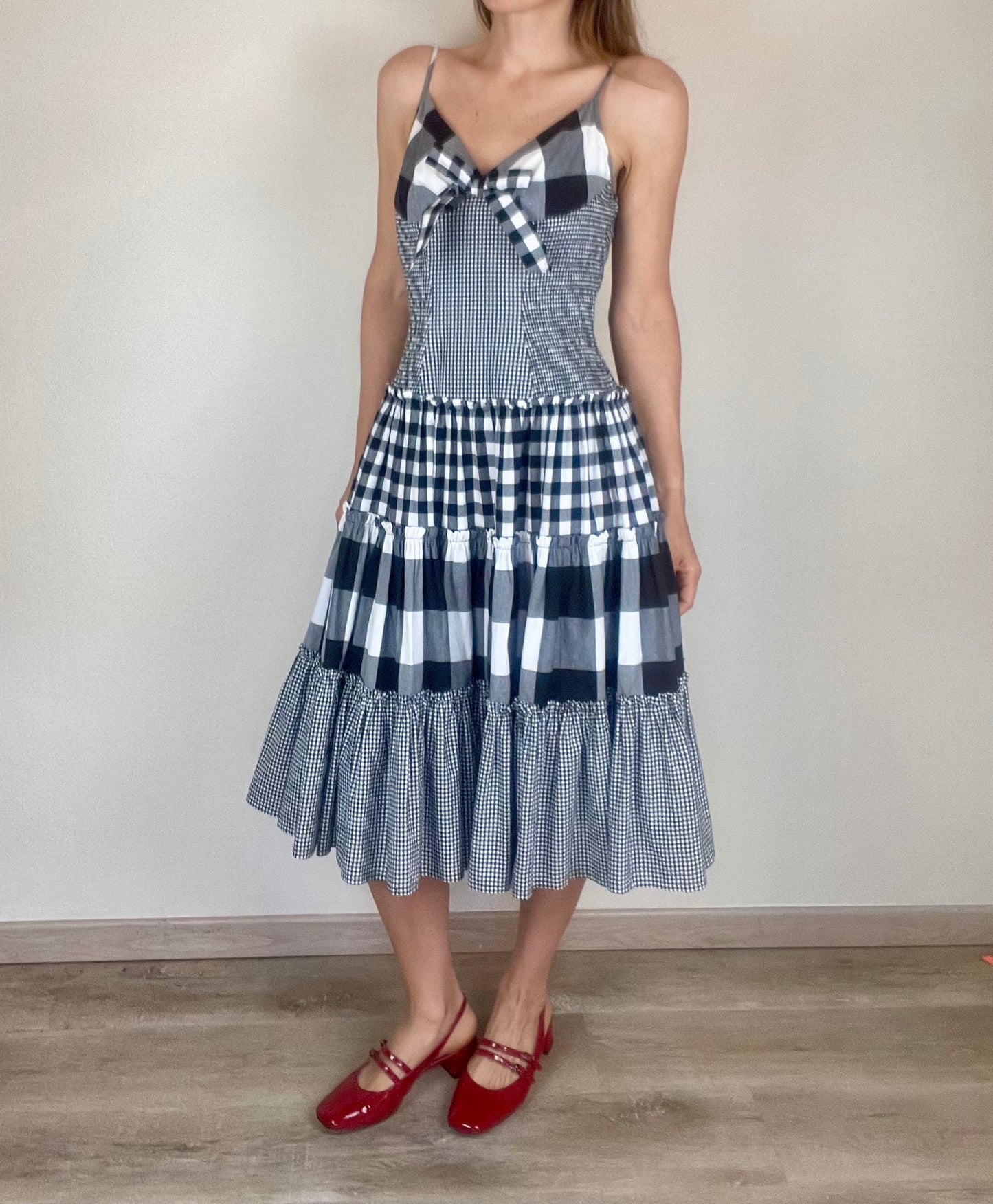 Moschino black and white gingham dress