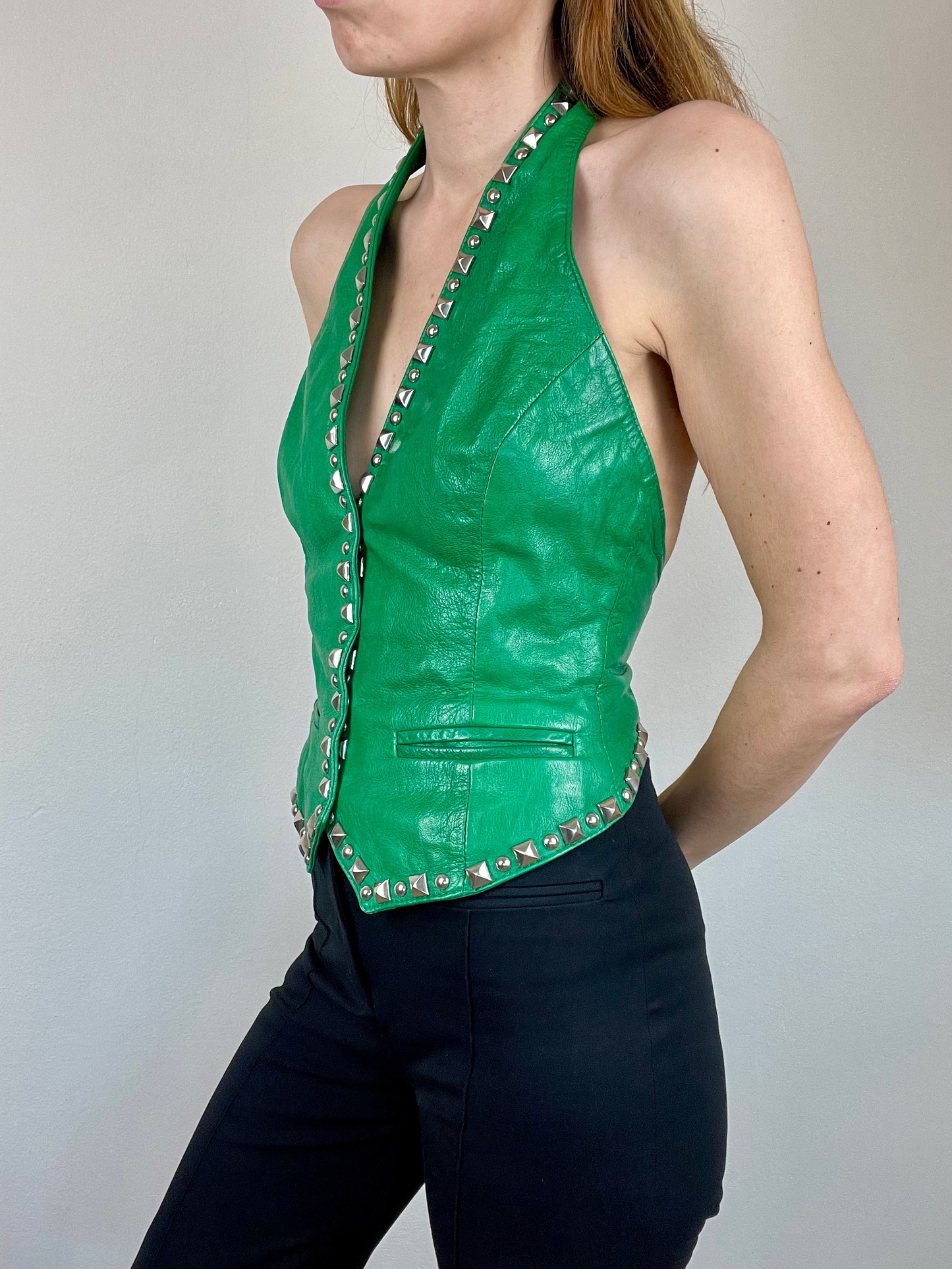 Moschino Cheap and Chic leather studded bustier corset vest
