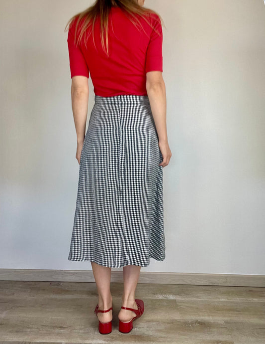 Max Mara linen gingham skirt with zebra scarf