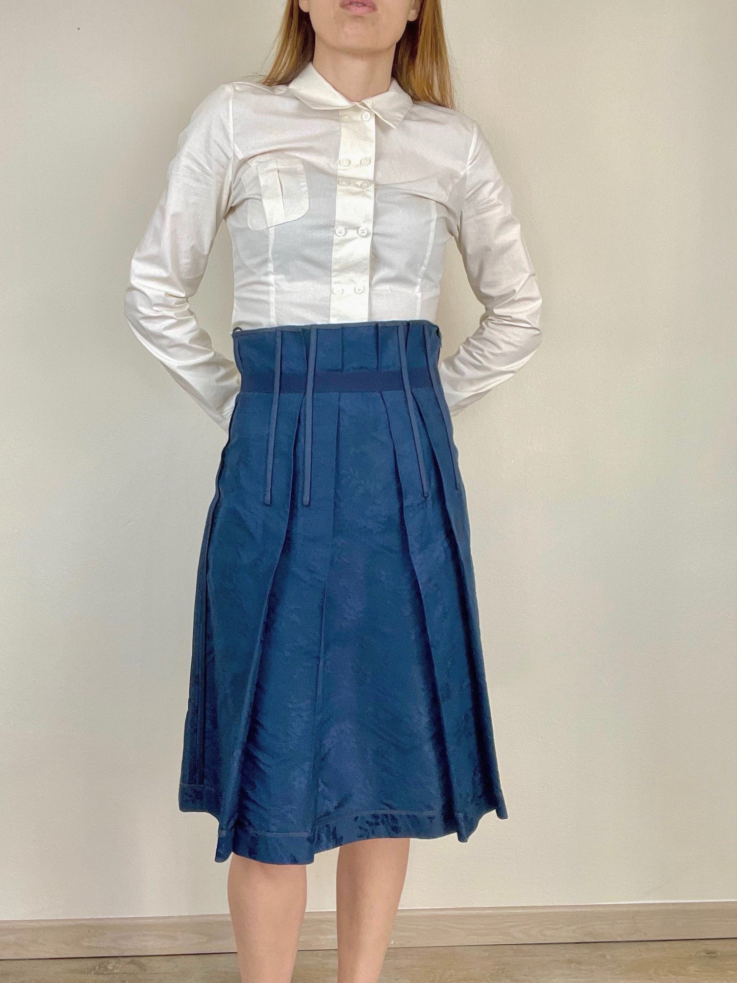 Prada silk jacquard corset skirt
