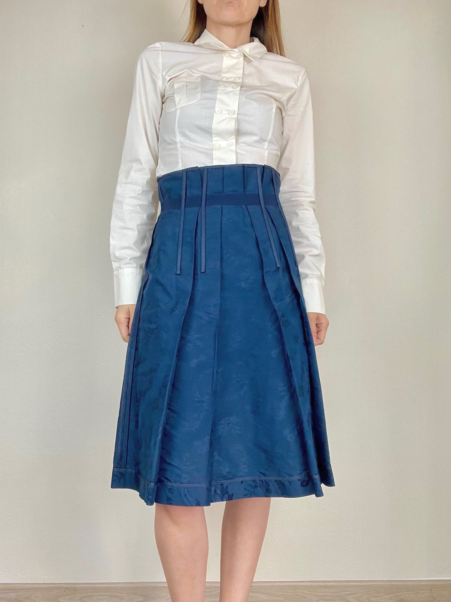 Prada silk jacquard corset skirt