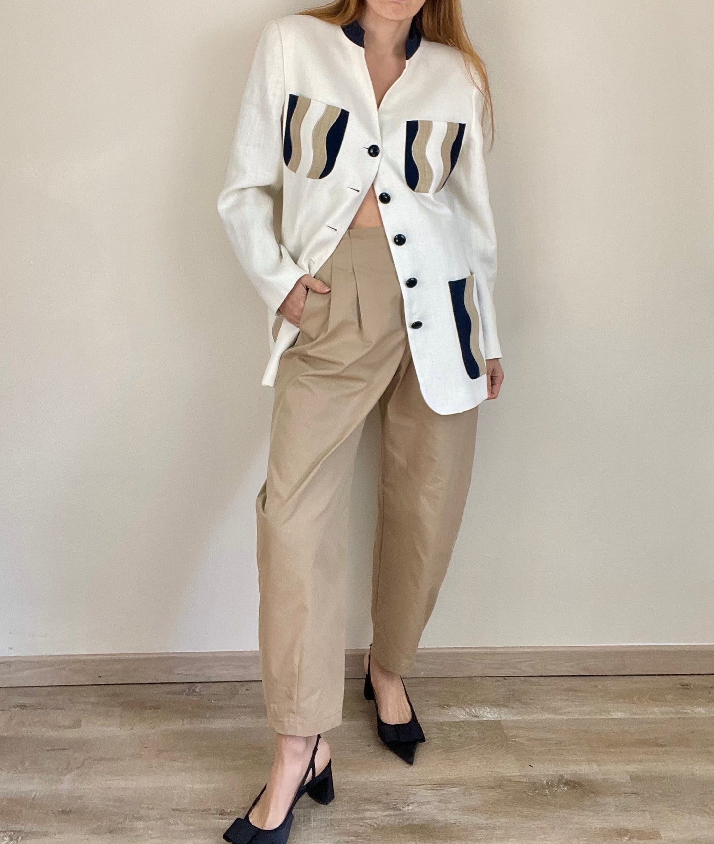 Valentino off white linen blazer jacket