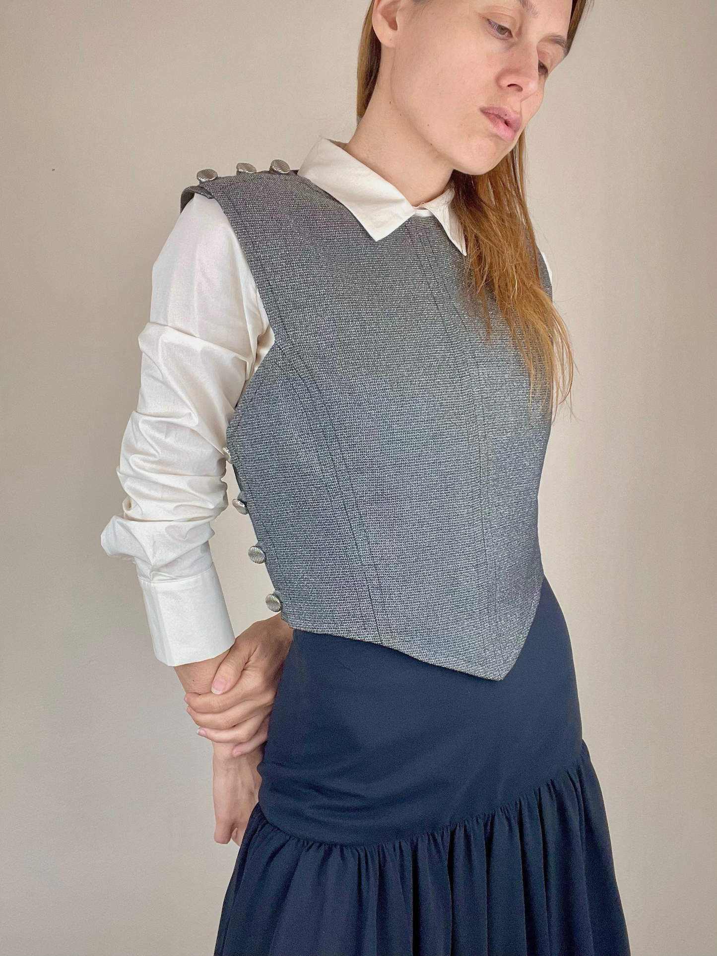 Lanvin by Claude Montana FW 1990 lamé sleeveless top