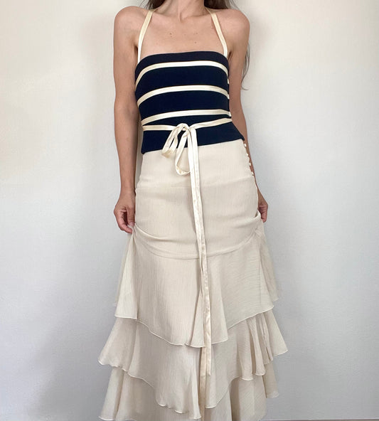 Moschino Couture navy and cream corset top
