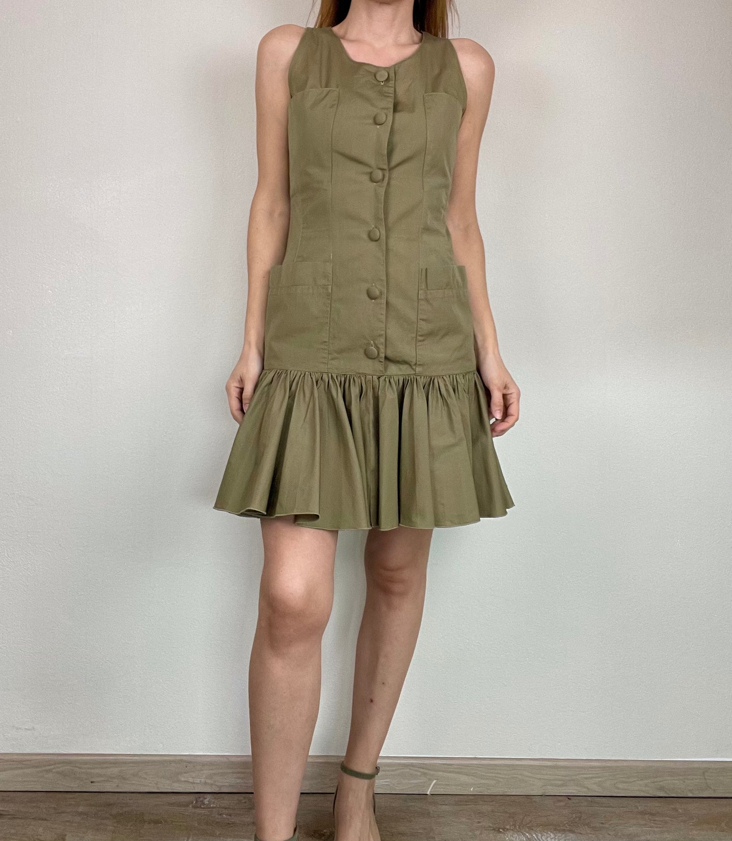 Alberta Ferretti green kaki mini dress