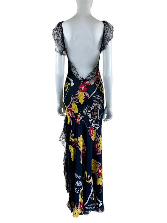 Iceberg Spring Summer 2003 collection one-of-a-kind silk printed maxi dress