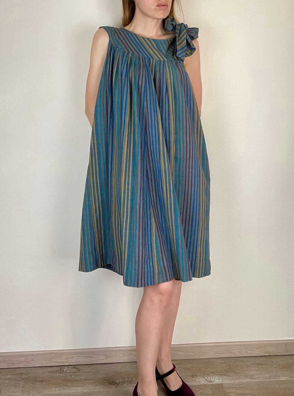 Lanvin multicolor striped cotton tent dress