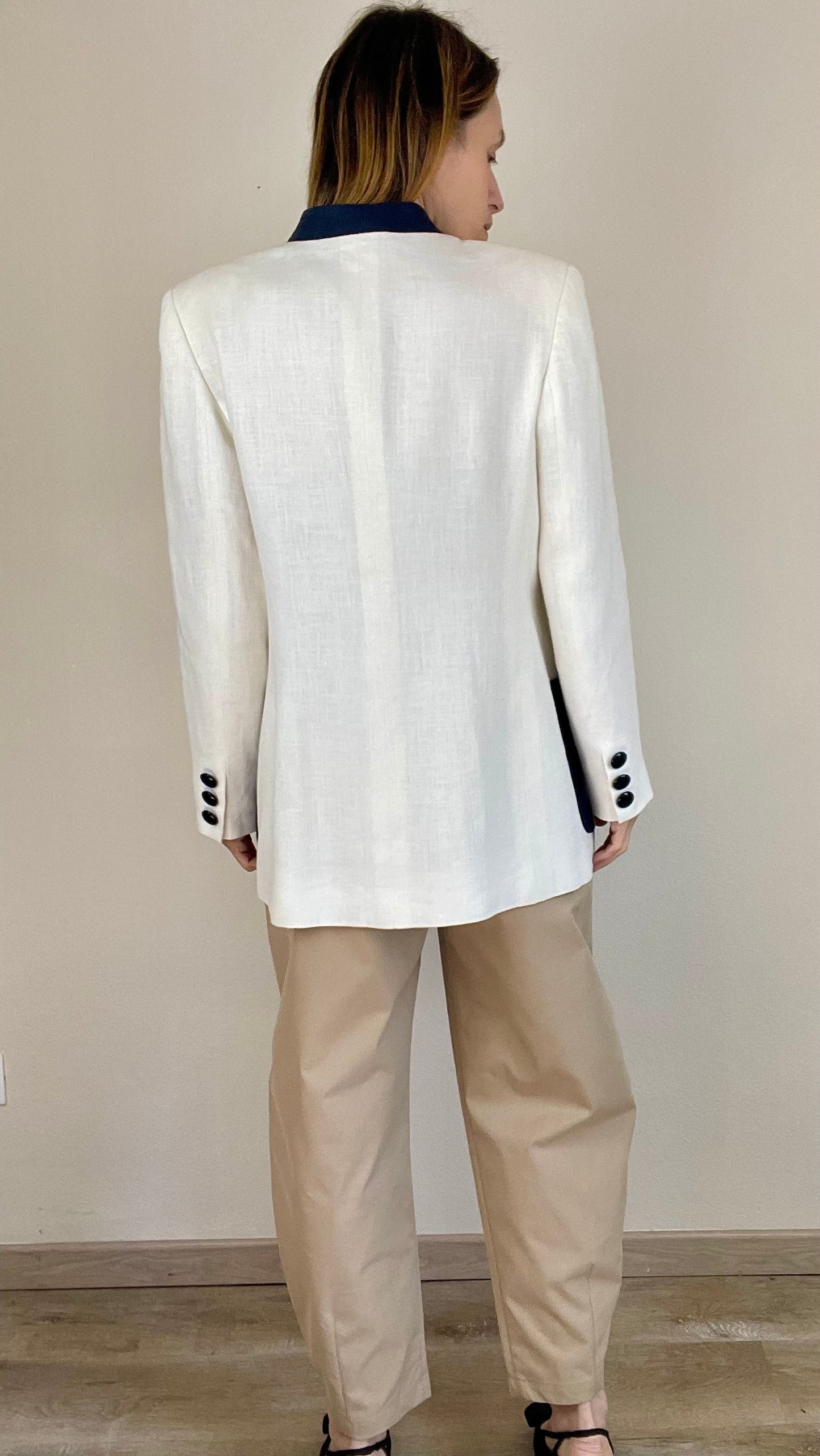 Valentino off white linen blazer jacket