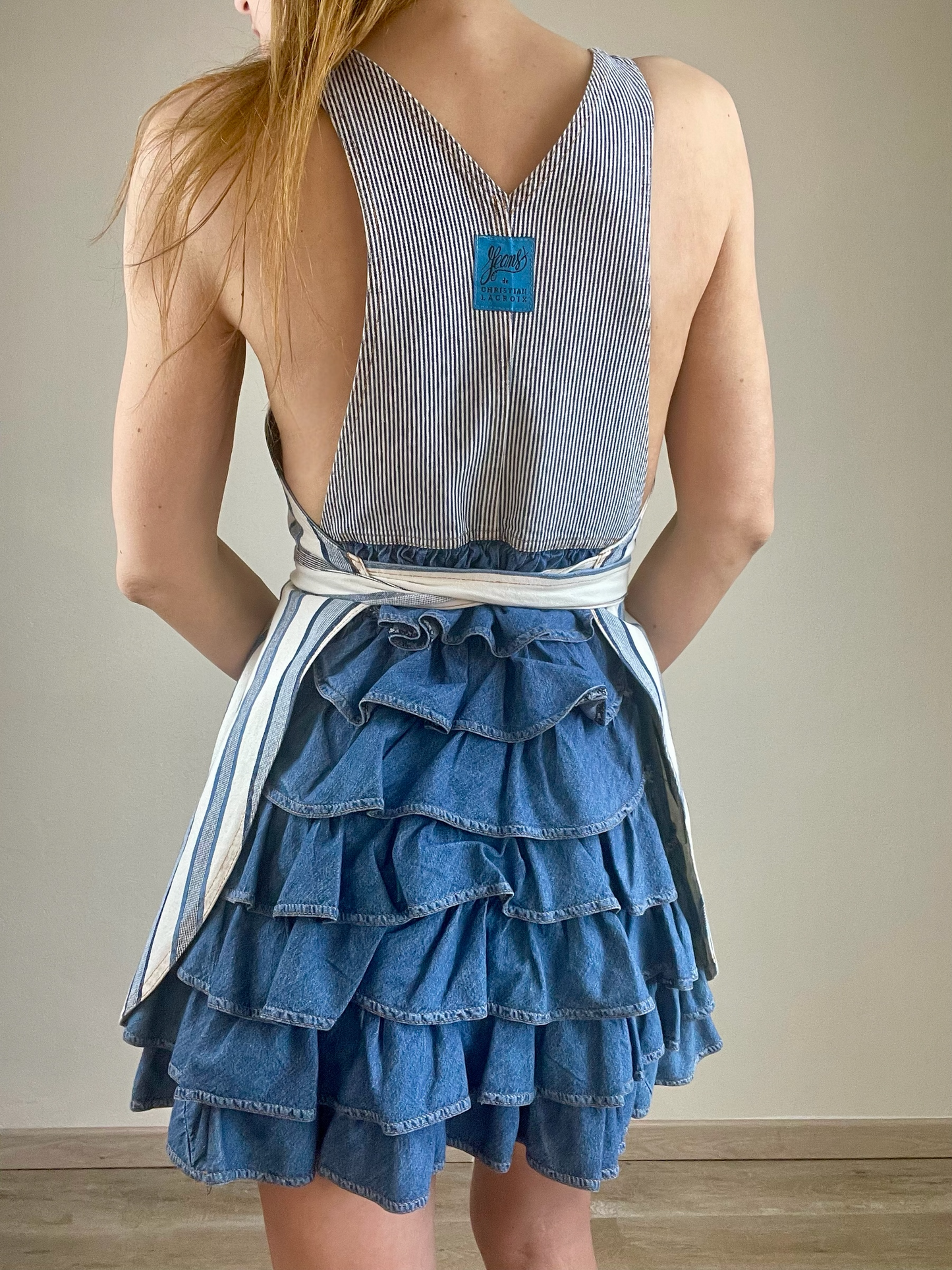 Christian Lacroix apron overall mini dress