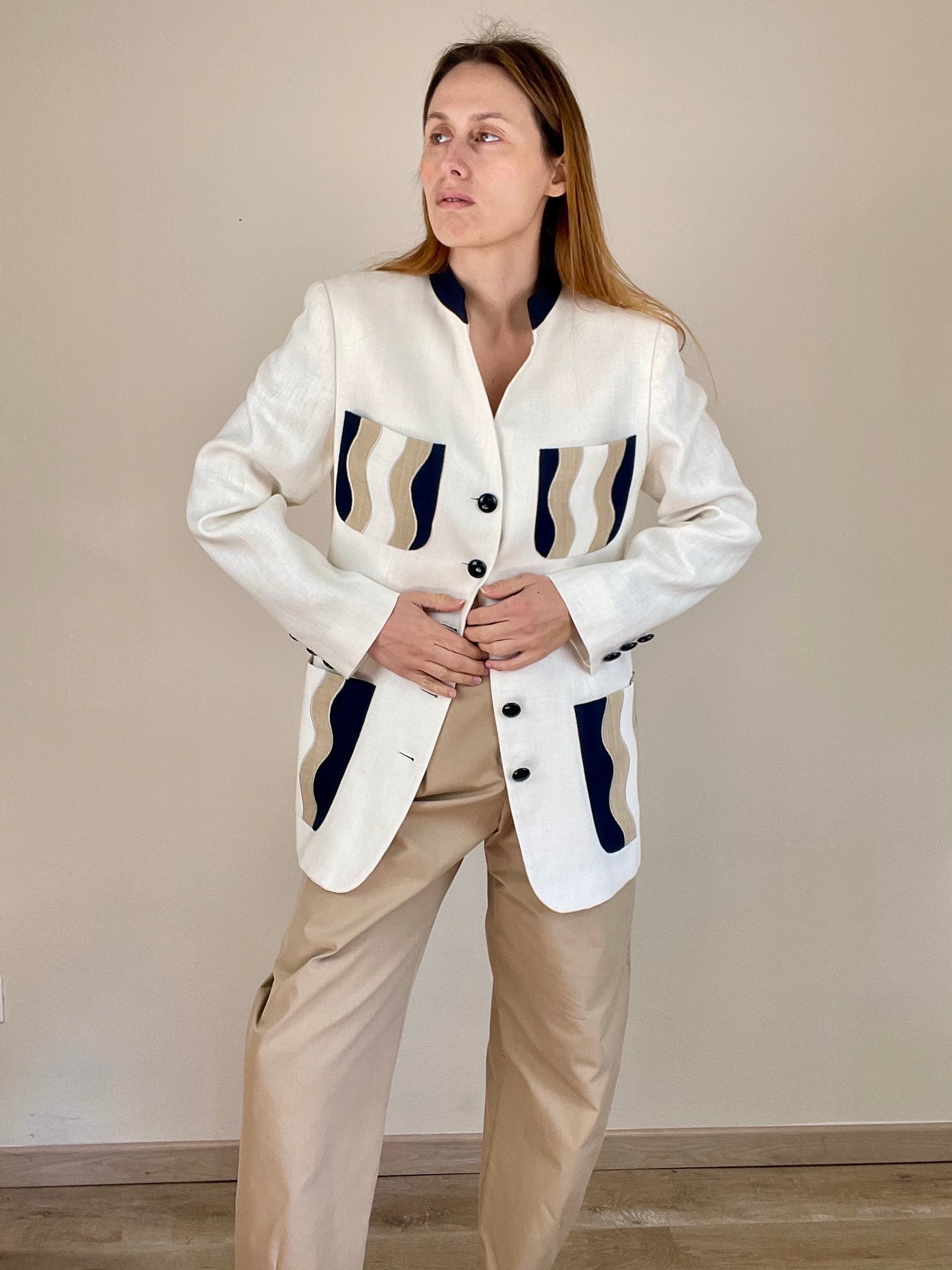 Valentino off white linen blazer jacket