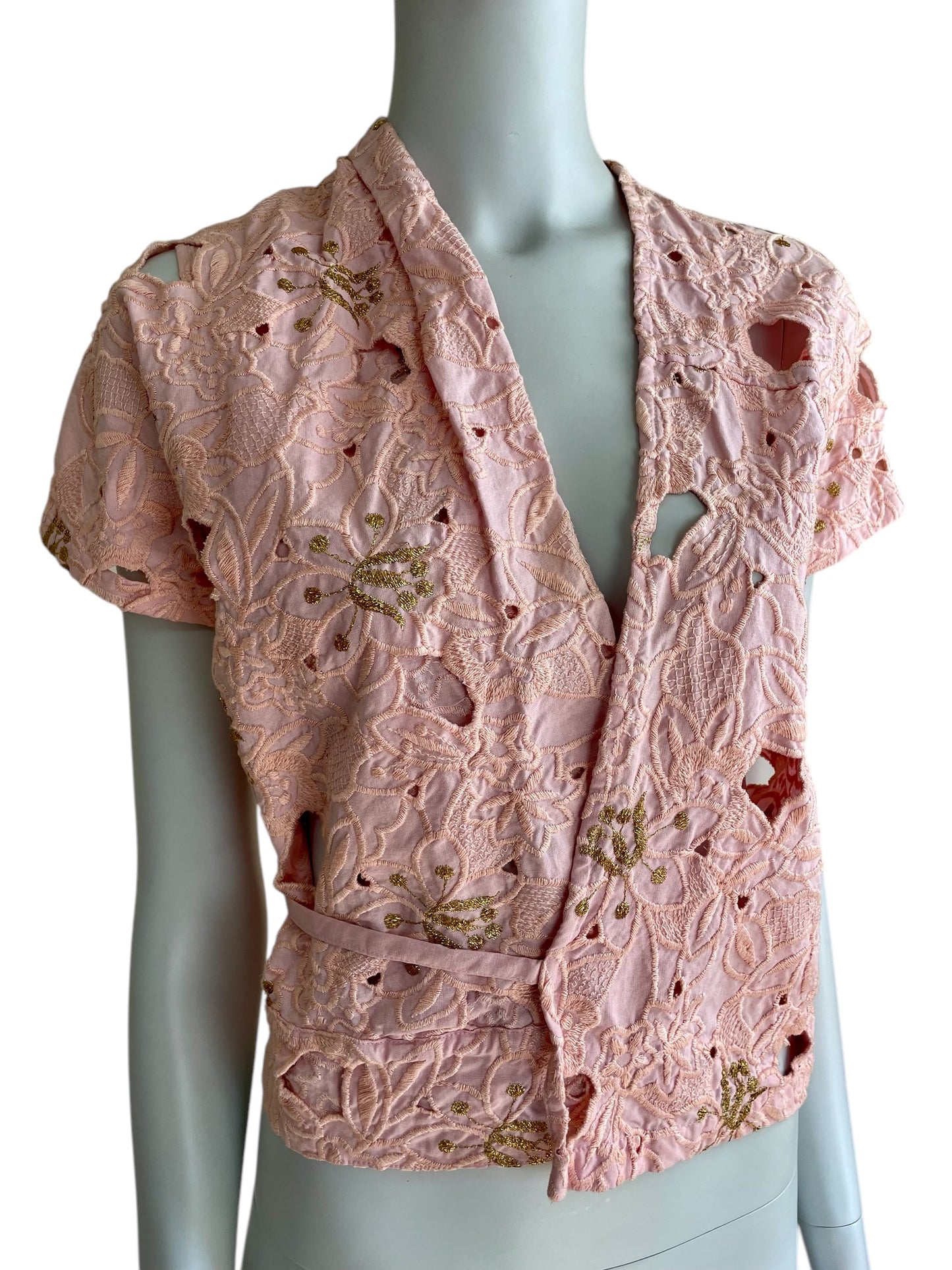 Dries Van Noten Spring Summer 2003 embroidered cut out wrap top