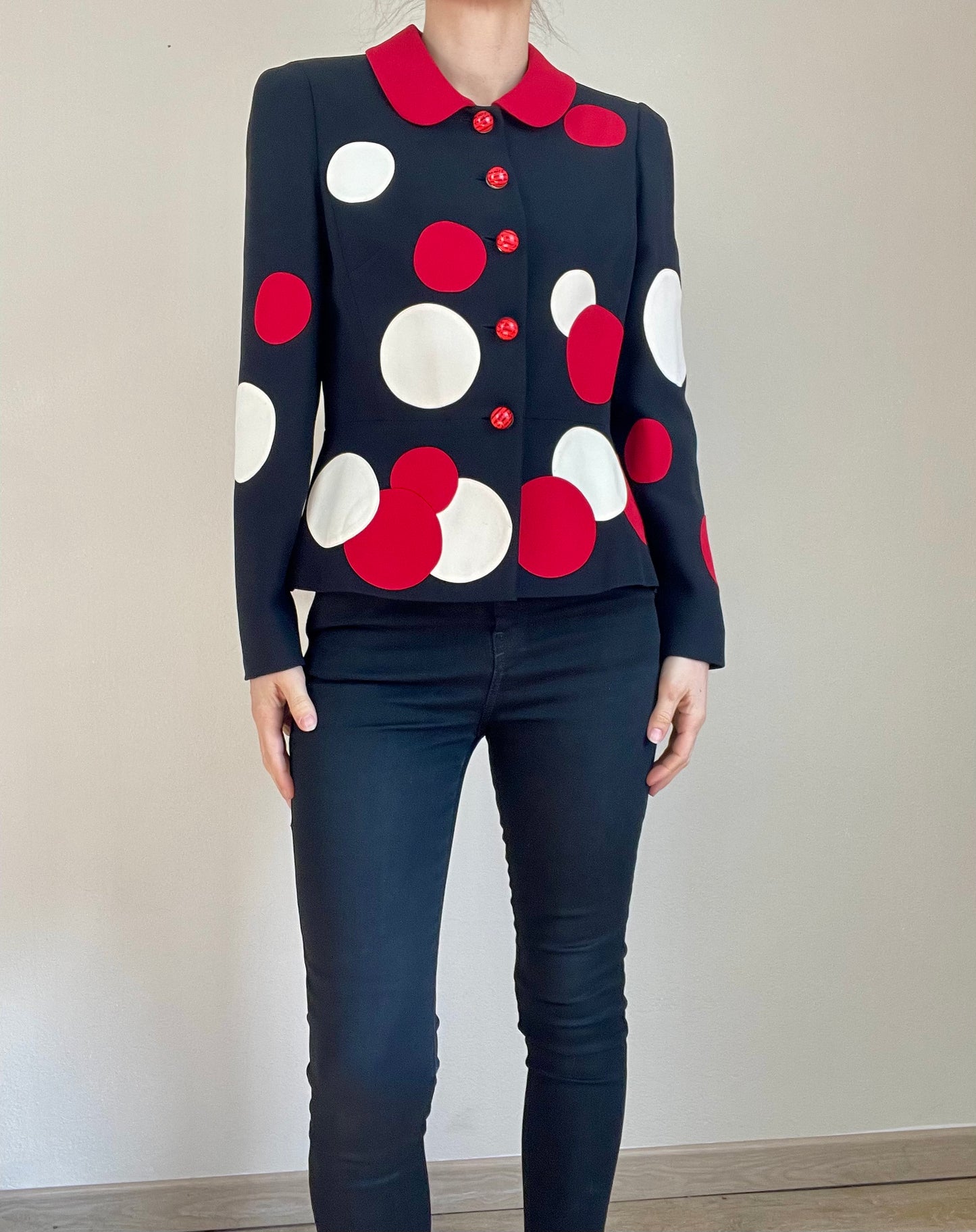 Moschino The Nanny Fran Fine circle polka dot blazer jacket