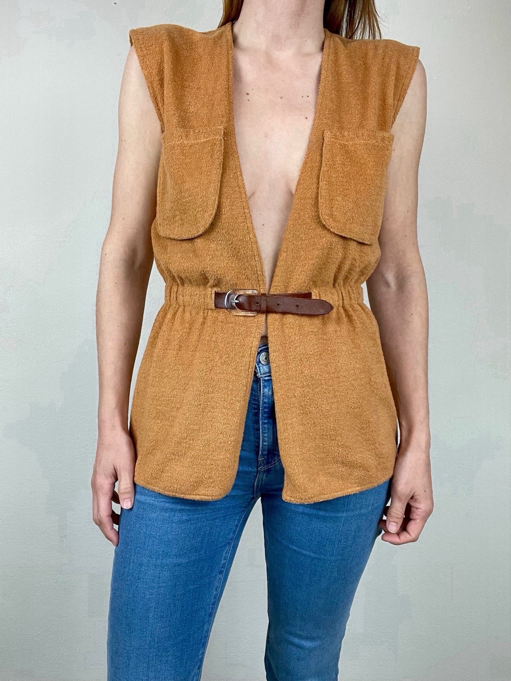 Gianni Versace for Callaghan terrycloth belted top