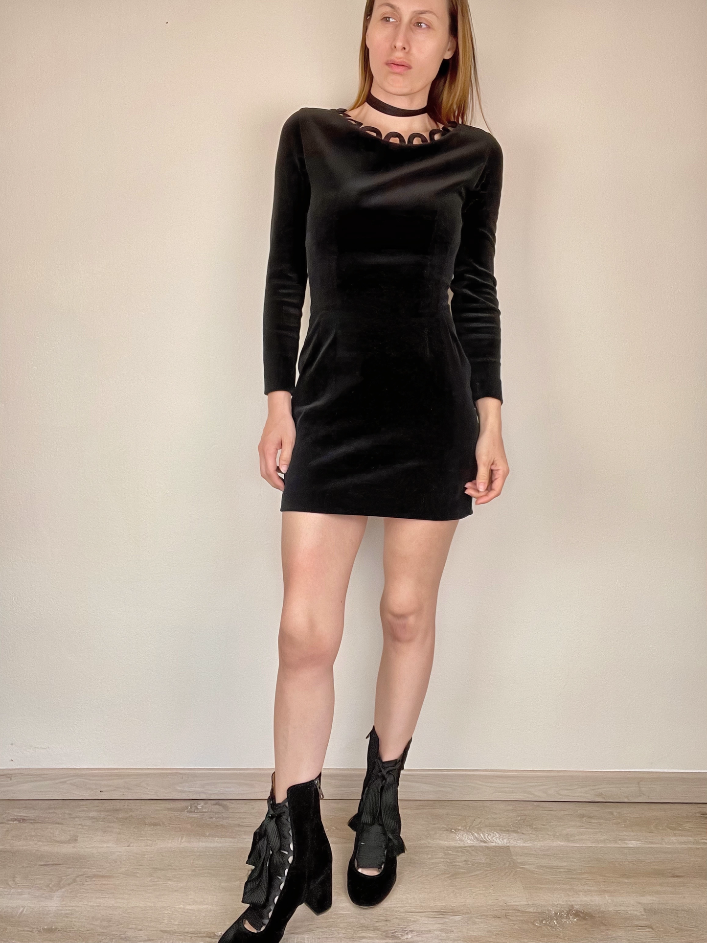 Moschino Cheap and Chic velvet cut out mini dress