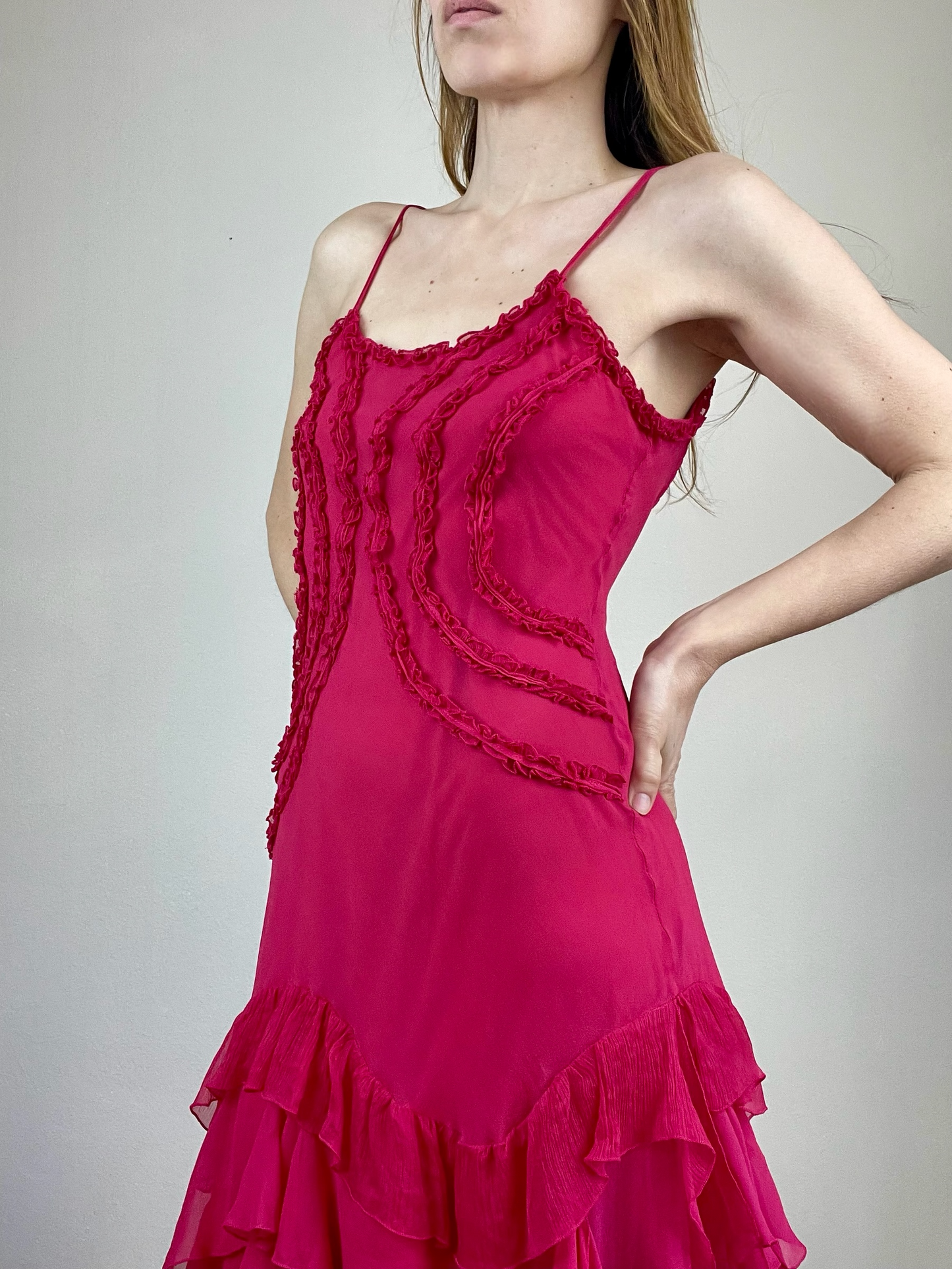Gianfranco Ferré hot pink silk dress