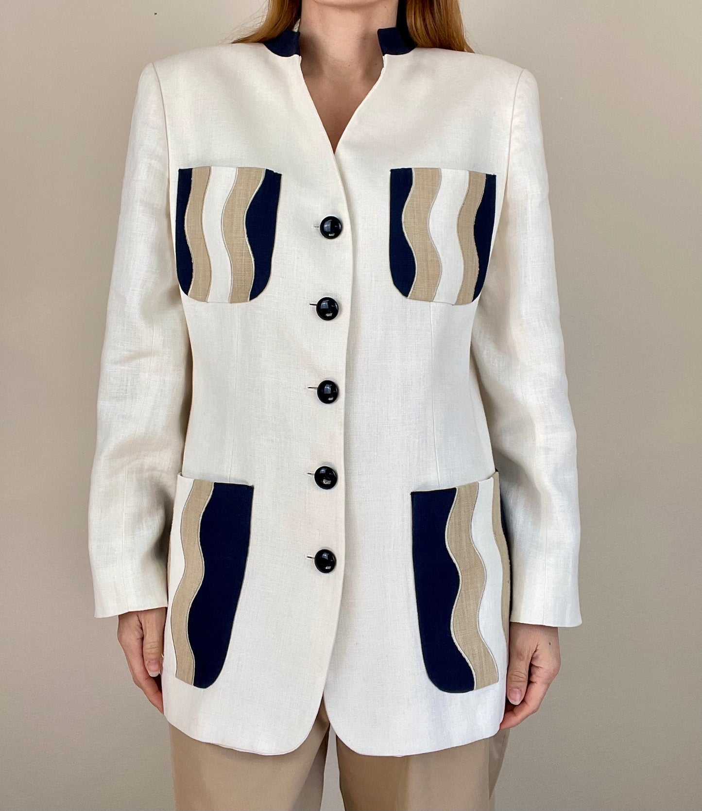 Valentino off white linen blazer jacket