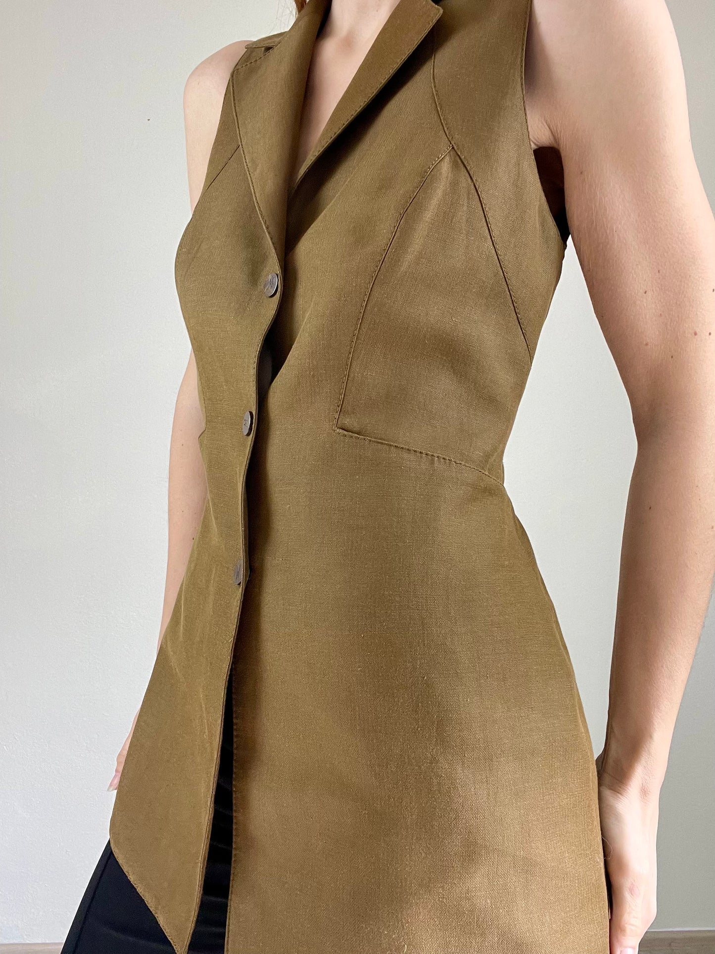 Claude Montana brown cut out long top/vest