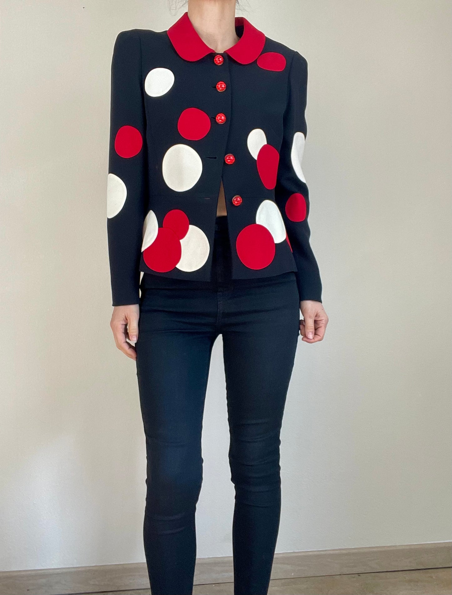 Moschino The Nanny Fran Fine circle polka dot blazer jacket