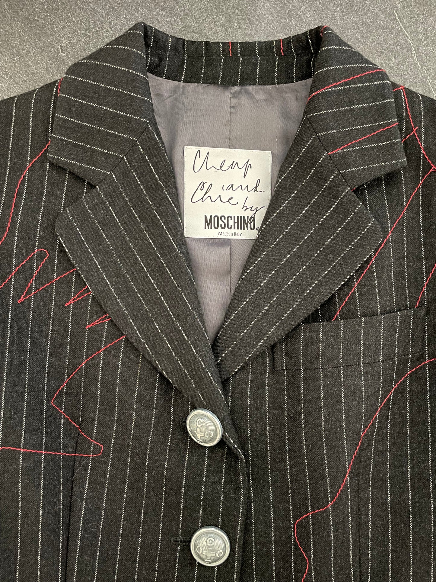 Moschino Cheap and Chic gray pinstripe blazer