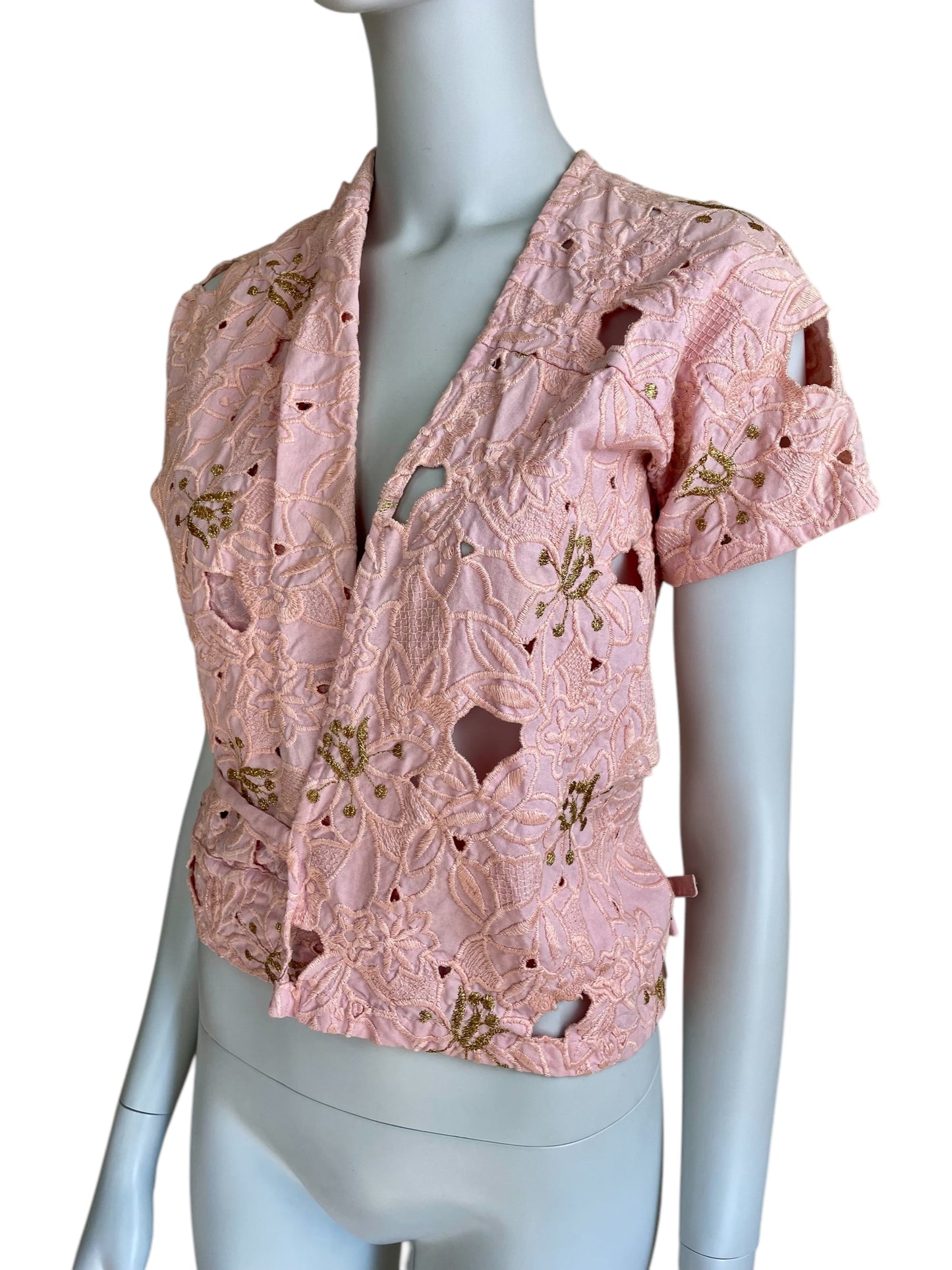 Dries Van Noten Spring Summer 2003 embroidered cut out wrap top