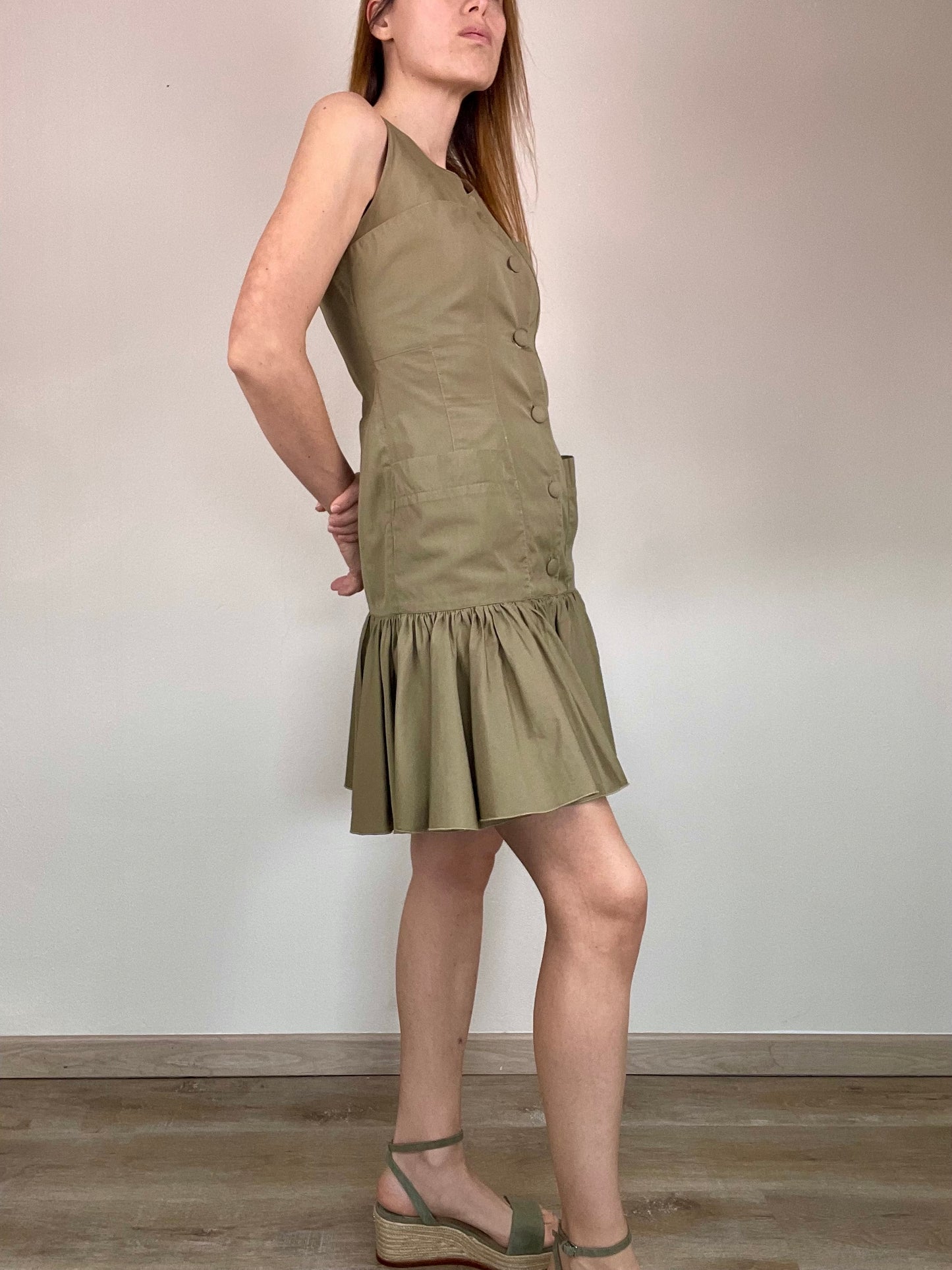 Alberta Ferretti green kaki mini dress