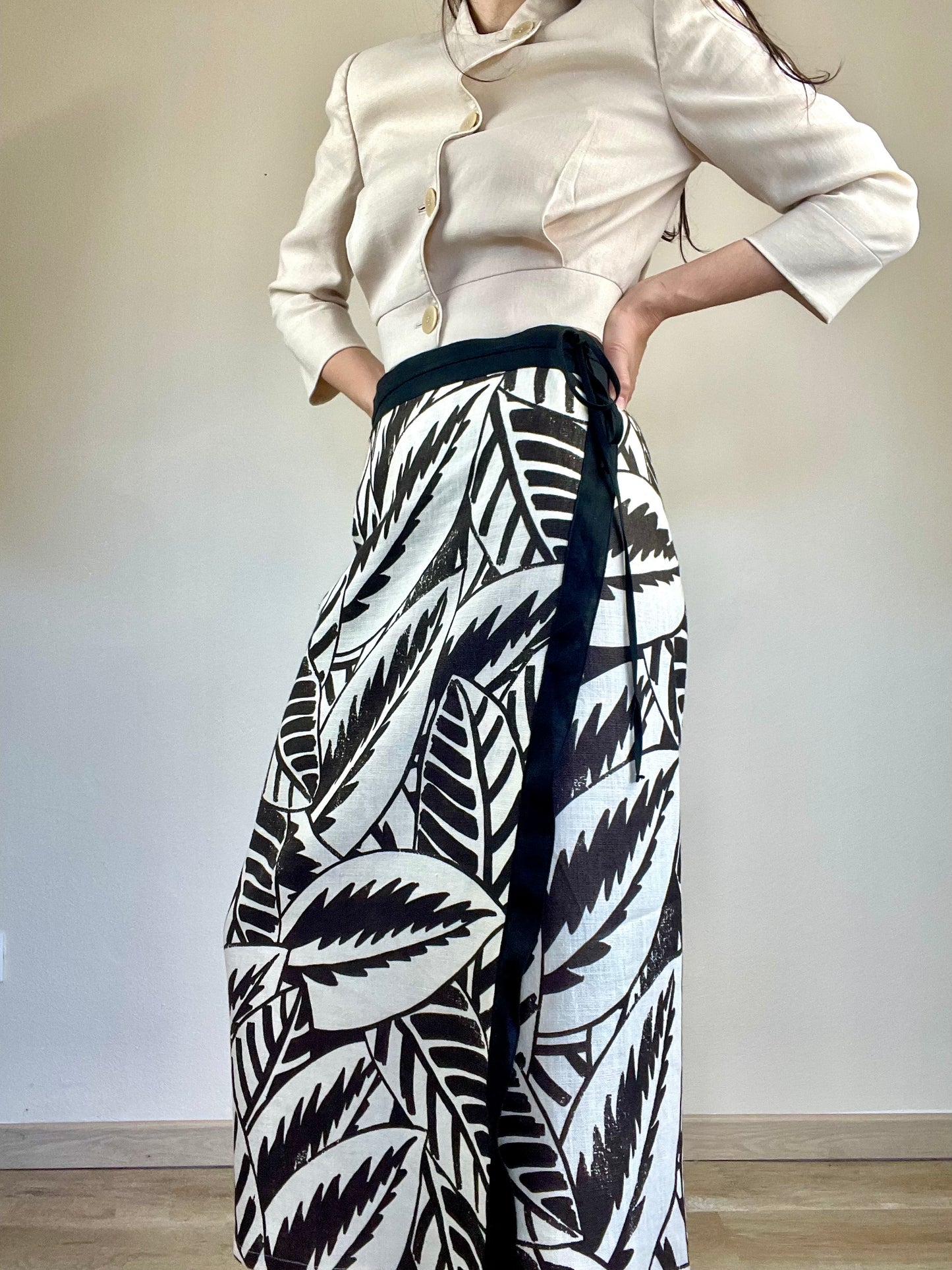 Max Mara linen wrap long skirt
