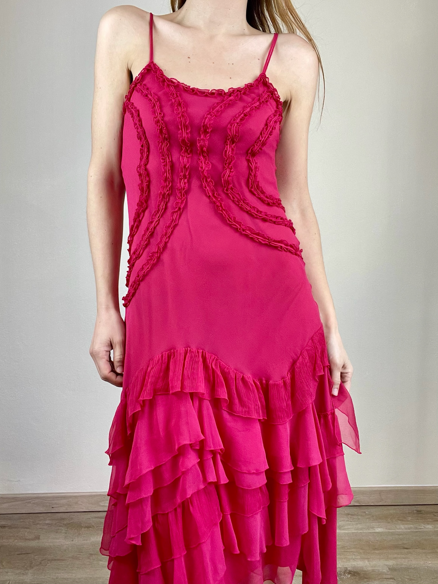 Gianfranco Ferré hot pink silk dress