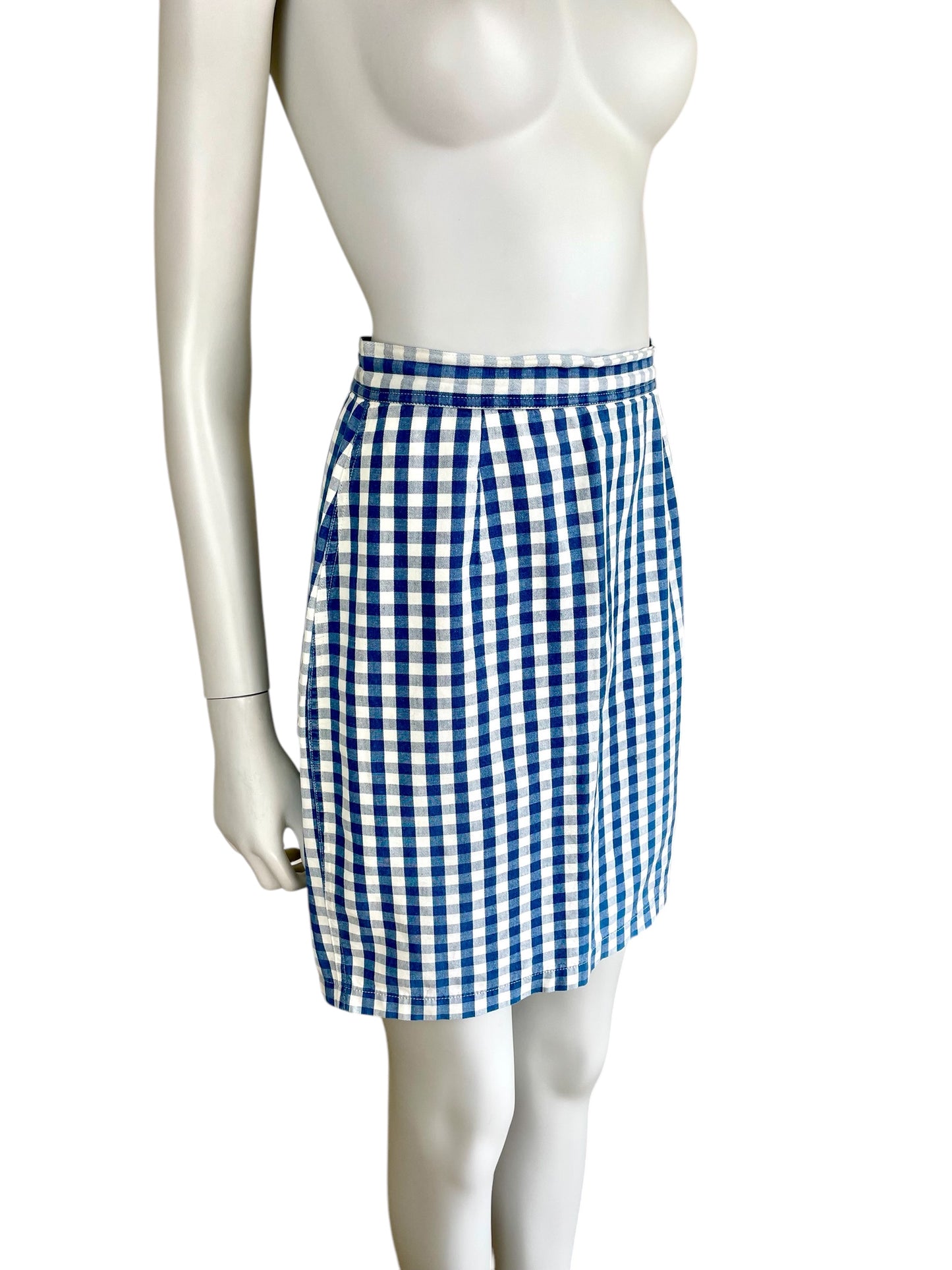 Chantal Thomass blue white gingham pencil mini skirt