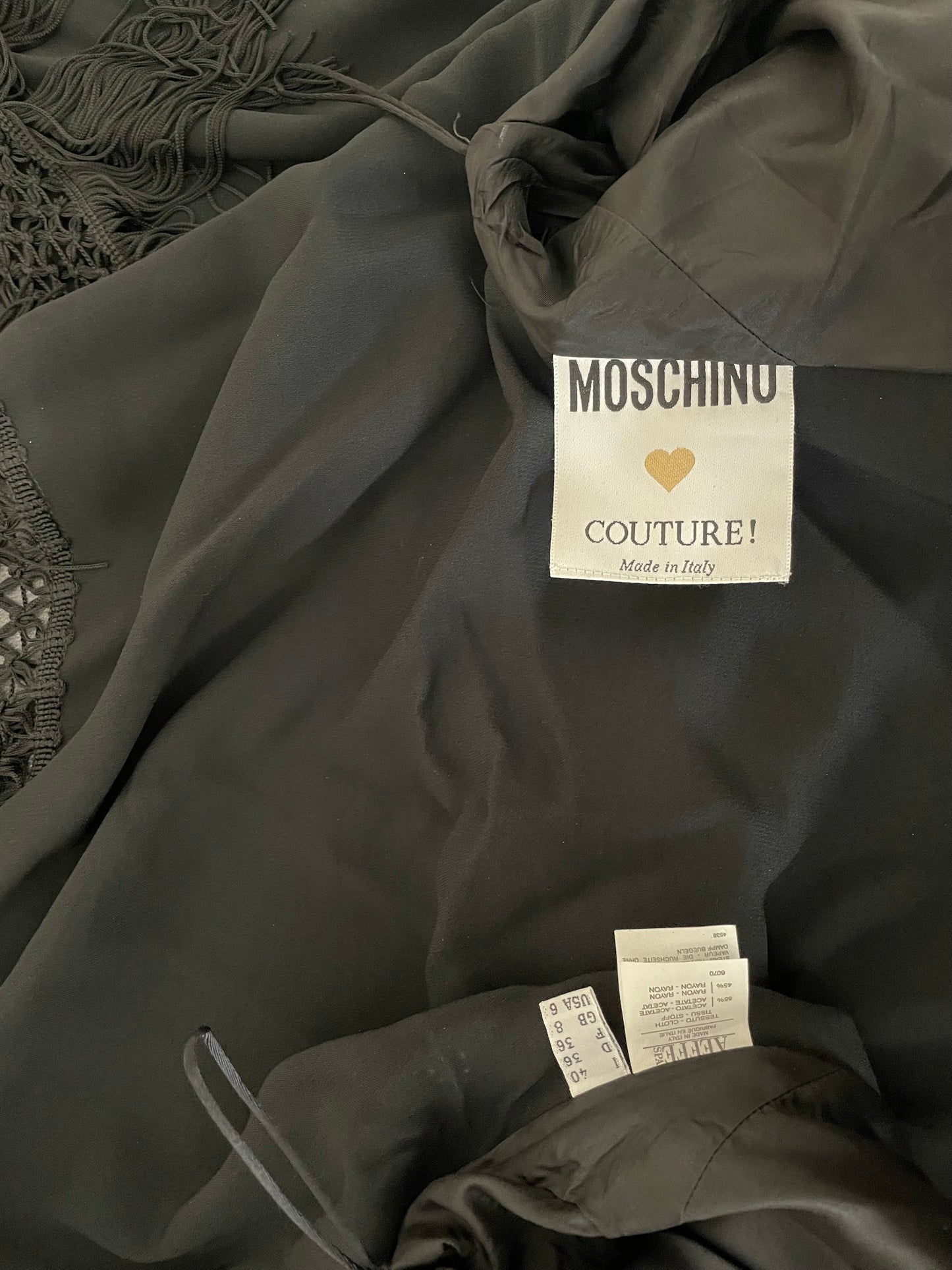 Moschino Couture black fringed blouse