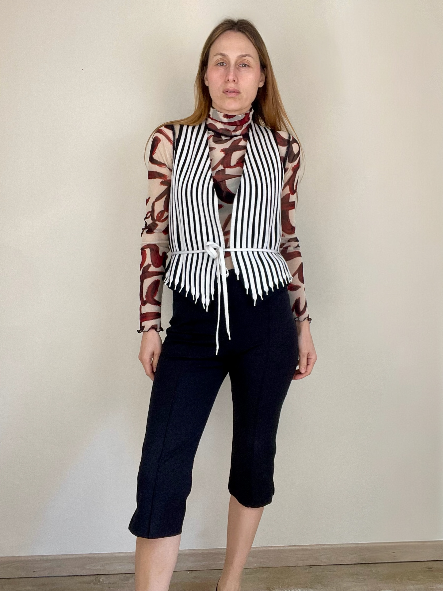 Moschino Cheap and Chic shoe laces stripe vest