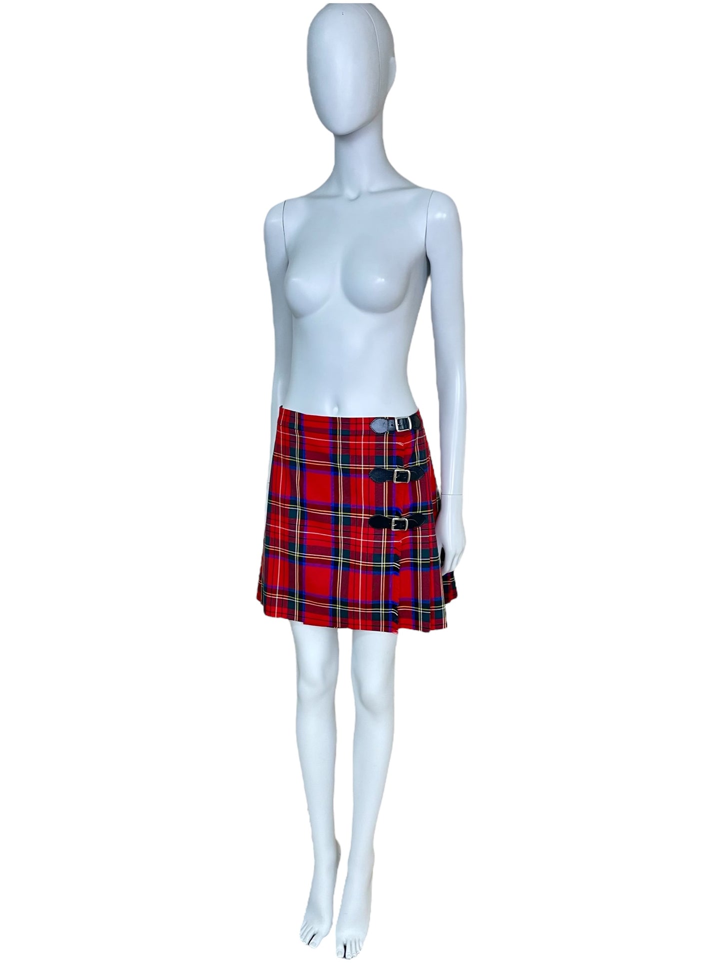 Moschino Cheap and Chic plaid buckled mini skirt