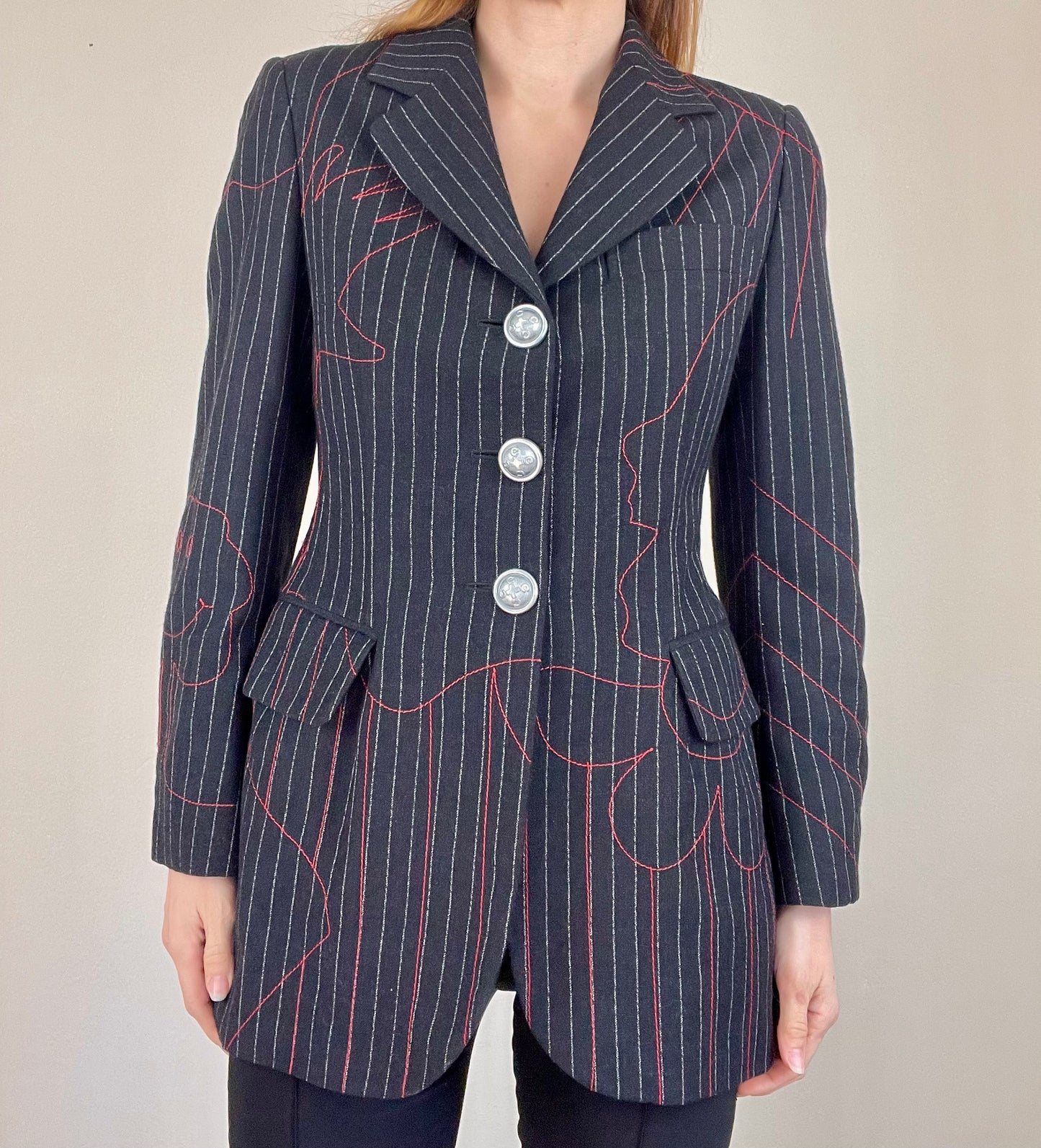 Moschino Cheap and Chic gray pinstripe blazer