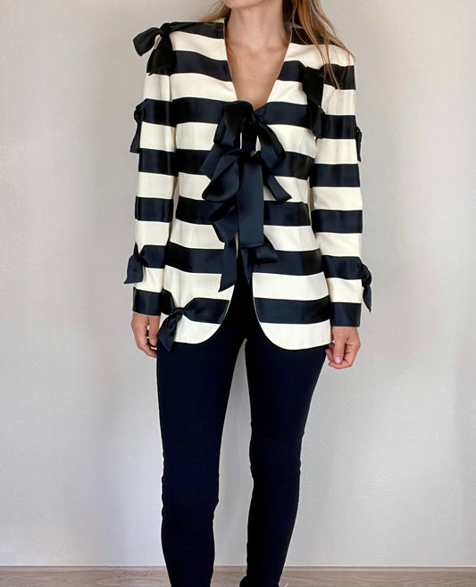 Moschino Couture Spring Summer 1993 striped ties and bows blazer jacket