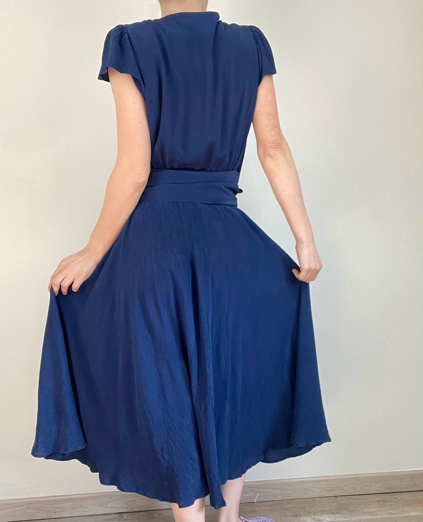 Moschino Spring Summer 1987 blue silk dress