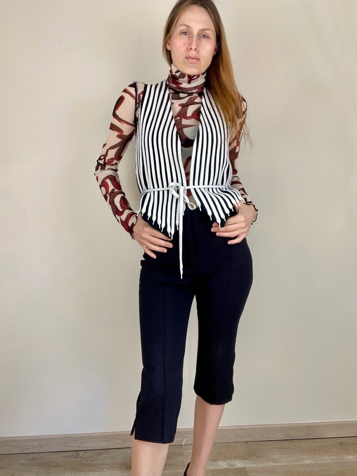 Moschino Cheap and Chic shoe laces stripe vest