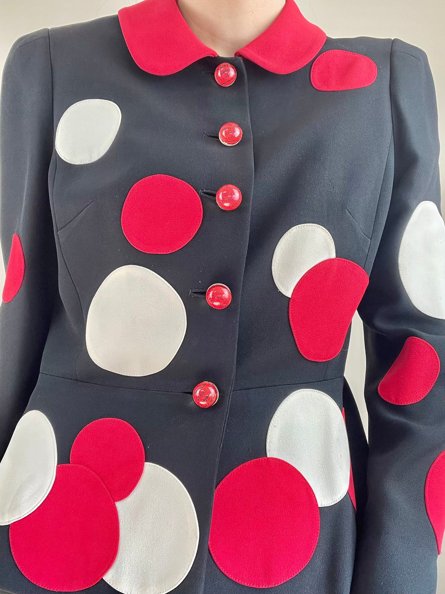 Moschino The Nanny Fran Fine circle polka dot blazer jacket