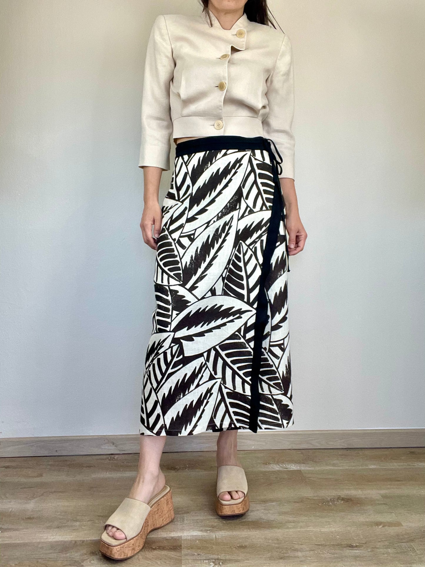 Max Mara linen wrap long skirt