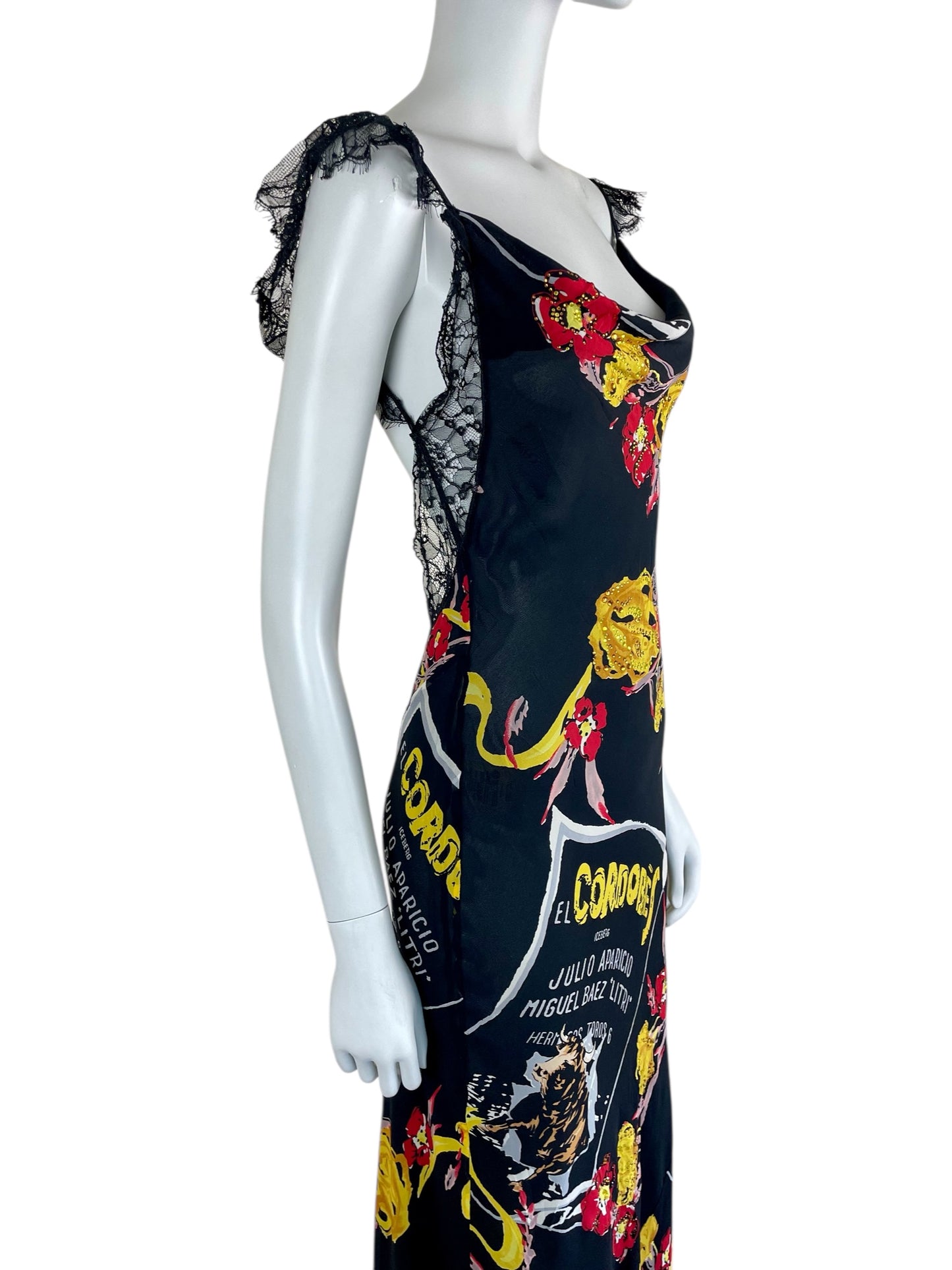 Iceberg Spring Summer 2003 collection one-of-a-kind silk printed maxi dress