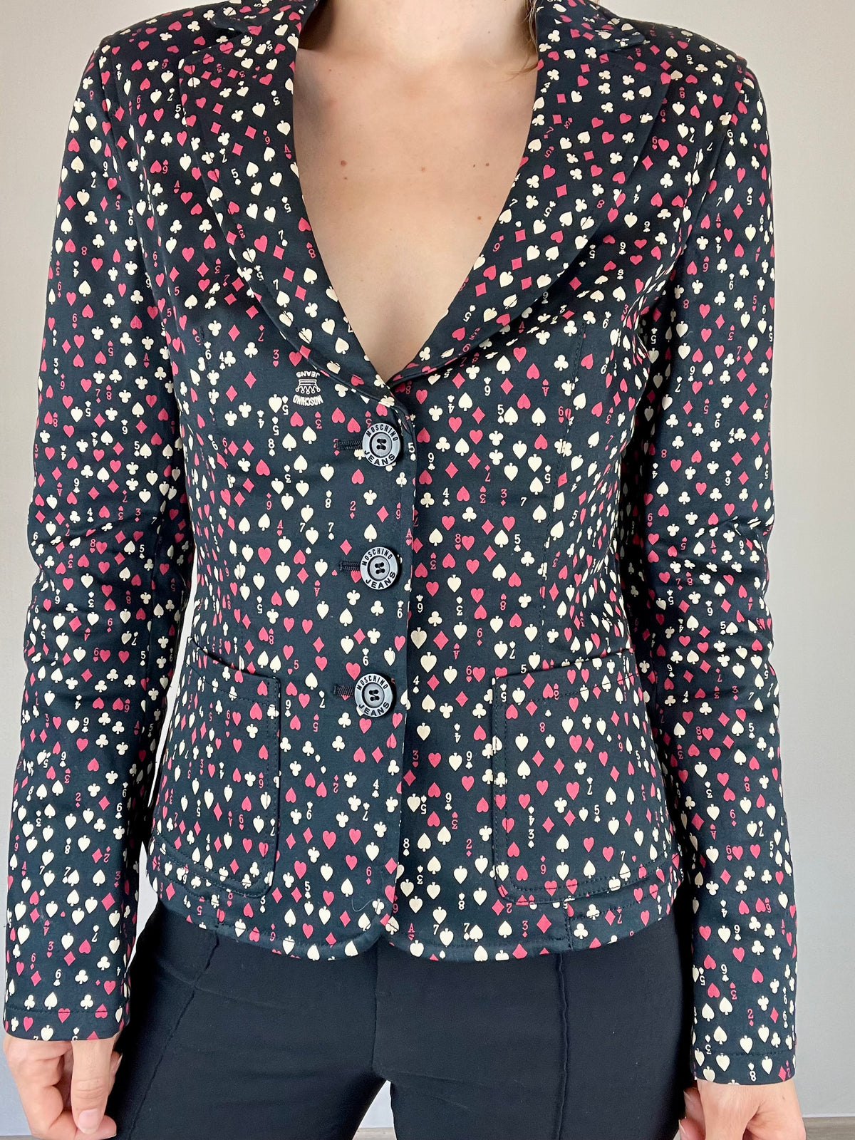 Moschino Jeans deadstock playing cards blazer jacket