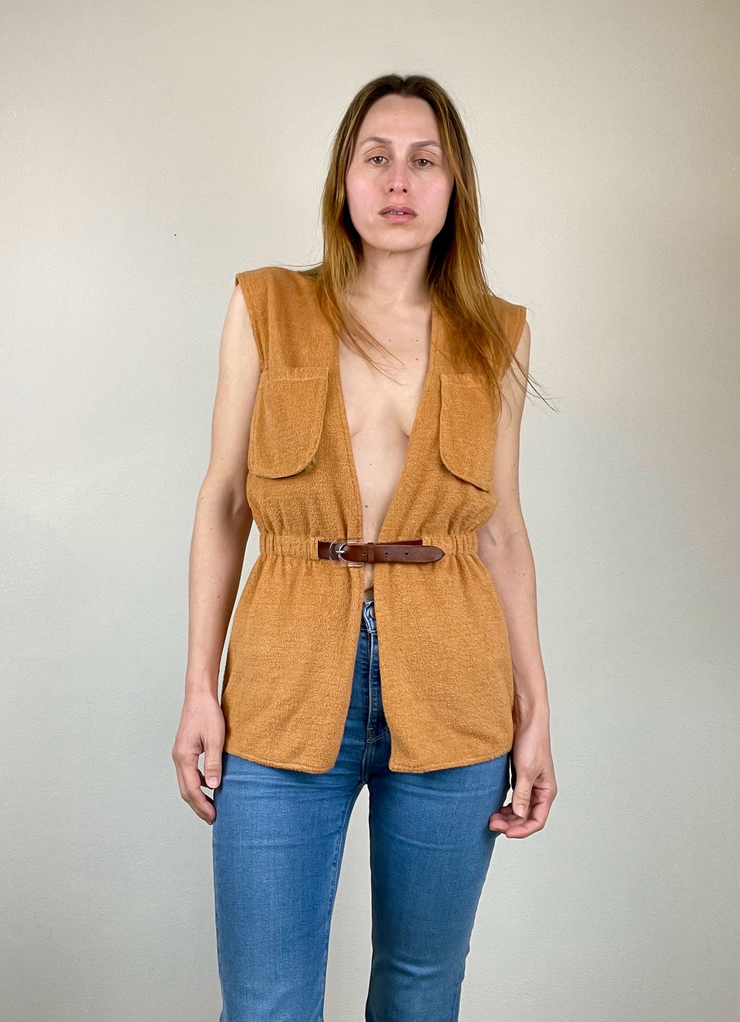 Gianni Versace for Callaghan terrycloth belted top