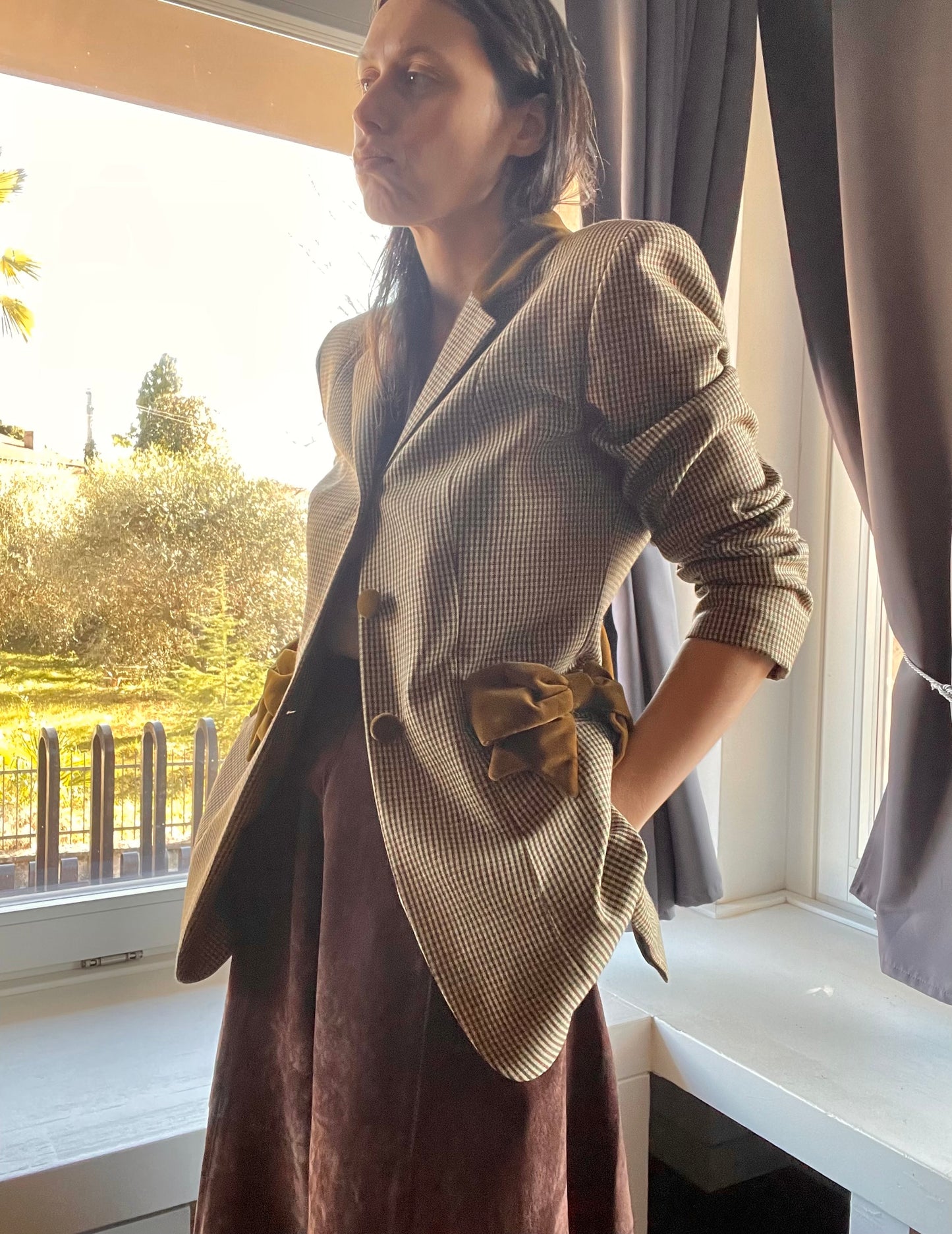 Moschino plaid jacket with bows