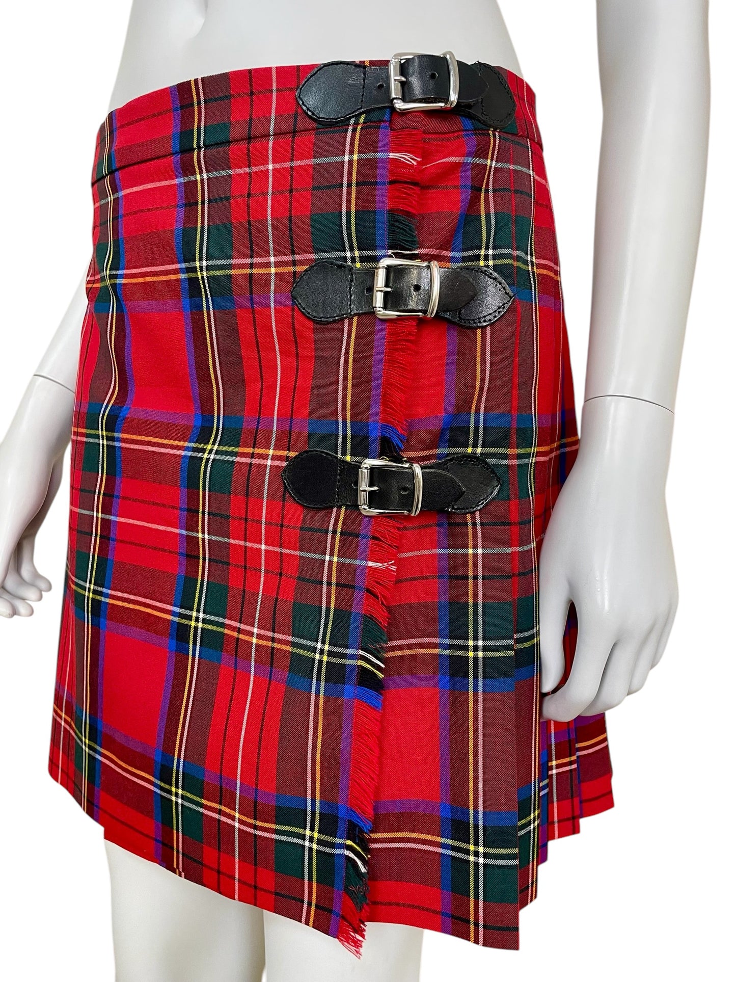 Moschino Cheap and Chic plaid buckled mini skirt