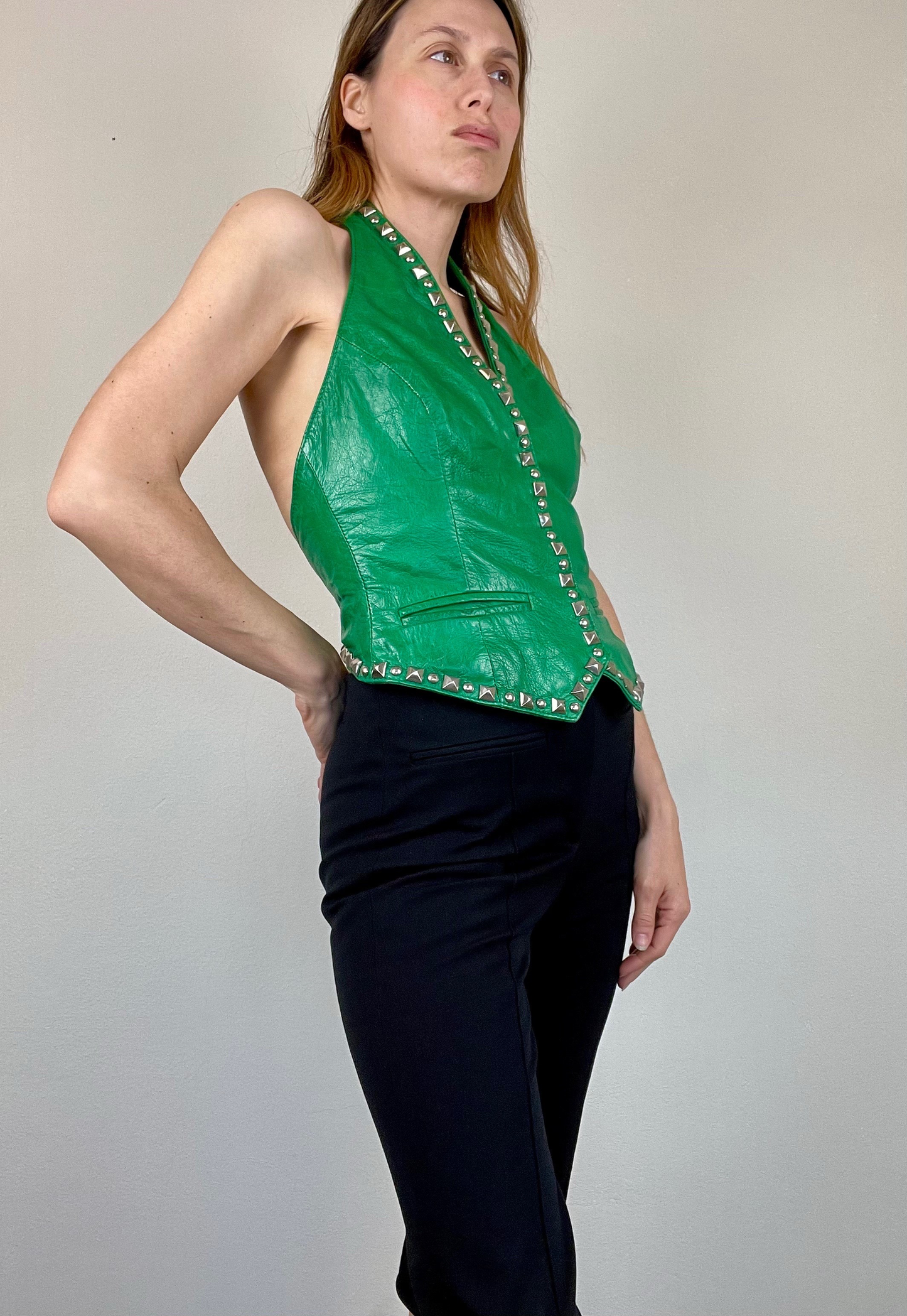 Moschino Cheap and Chic leather studded bustier corset vest