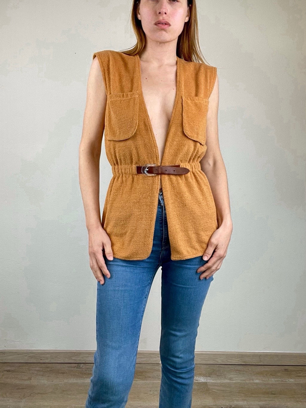 Gianni Versace for Callaghan terrycloth belted top