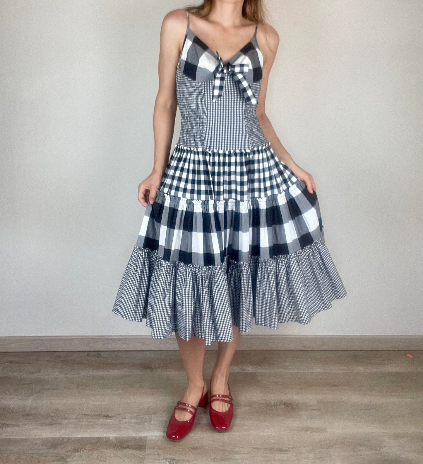 Moschino black and white gingham dress