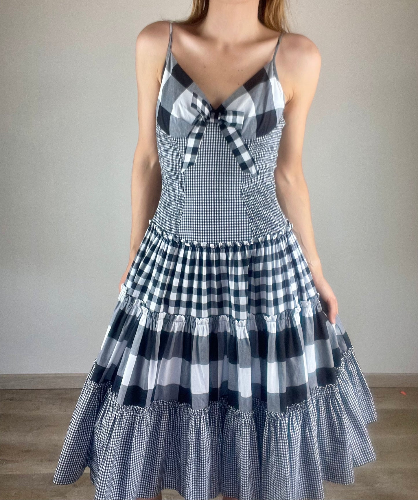 Moschino black and white gingham dress