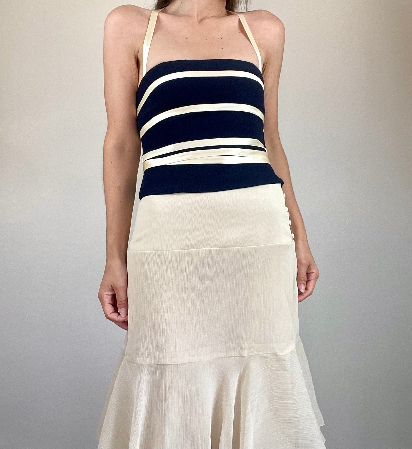 Moschino Couture navy and cream corset top